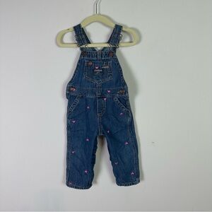 Oshkosh B'Gosh Vestbak Baby Girl Embroidered Heart Overalls Size 12 Months